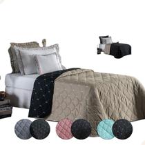 Jogo Cobre Leito Dupla Face Solteiro Bordado percal 400 Fios