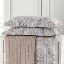 Jogo Cobre Leito Solteiro Dupla Face Malha BBC Bege