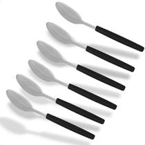 Jogo Colher de Chá Aço Inox 6 Peça Cabo PVC Preto