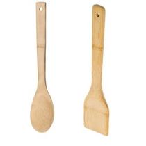 jogo colher espátula bambu cozinha 2 peças