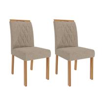 Jogo com 02 Cadeiras Juliana Wood Ii Madeira/Linho bege