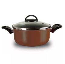 Jogo com 03 caçarolas marrom chocolate com antiaderente