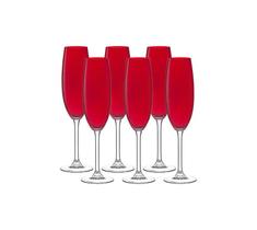 Jogo com 06 Taças de Champagne em Cristal de Soda Vermelho 220ml 6,5x24cm - Bohemia
