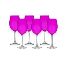 Jogo com 06 Taças de Vinho Tinto em Cristal de Soda Rosa 450ml 8,5x22,5cm - Bohemia Jogo com 06 Taças de Vinho Tinto em Cristal de Soda Rosa 450ml 8,5x22,5cm - Bohemia