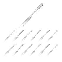 Jogo com 12 Facas de Churrasco Aço Inox c/ Acabamento Polido