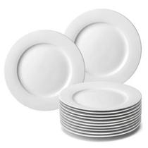 Jogo Com 12 Pratos Redondo Branco de Melamina Para Sobremesa Kit 12 Pratinhos Redondo De Plástico Branco 18cm Para Bolo Doces E Sobremesas Bestfer