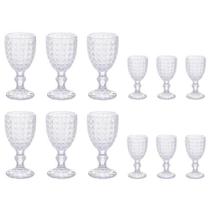 Jogo com 12 Taças Para Licor / Vinho Vidro Bico de Abacaxi