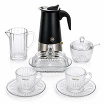 Jogo Com 17 Peças Para Café da Manhã Mesa Posta Vidro e Cristal Canelado Jogo Com 17 Peças Para Café da Manhã Mesa Posta Vidro e Cristal Canelado