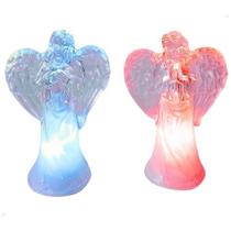 Jogo com 2 Anjos da Guarda Enfeite de Acrílico com Led Colorido 2 Modelos 10cm