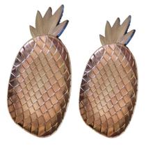 Jogo com 2 Bandejas Decorativas Abacaxi Rose Gold