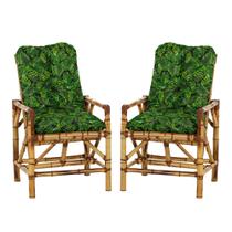 jogo com 2 Cadeiras de area em Bambu com almofadas - Top Estofados e Móveis Artesanais
