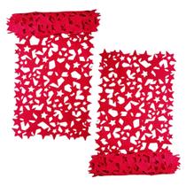 Jogo com 2 Caminhos de Mesa Natalinos Estrelas Vazadas - Feltro.