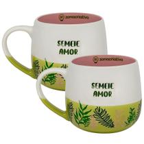 Jogo com 2 Caneca em Cerâmica Maggie Semeie Amor 400ml - Zona Criativa