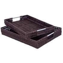 Jogo com 2 Cestos Retangular com Alça Reta África 43 cm e 40 cm - Mimo Style - YK9123