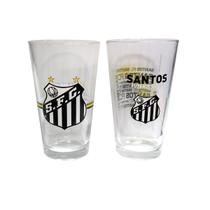 Jogo com 2 Copos de Vidro 475ml Oficial Licenciado Santos