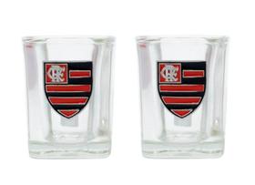 Jogo Com 2 Copos De Vidro Para Shot Flamengo 70ml