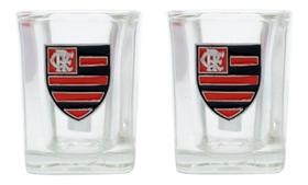Jogo Com 2 Copos Vidro Shot 70ml Flamengo