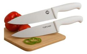 Jogo Com 2 Facas De Cozinha Topchef 10 Polegadas Aço Inox Branco utensílios de cozinha, faca de cozinheiro Jogo Com 2 Facas De Cozinha Topchef 10 Polegadas Aço Inox Branco utensílios de cozinha, faca de cozinheiro