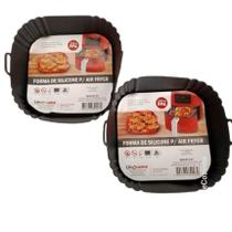 Jogo com 2 Forros para Air Fryer 4L Quadrada Silicone Preto - UnyHome Jogo com 2 Forros para Air Fryer 4L Quadrada Silicone Preto - UnyHome