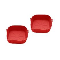 Jogo com 2 Forros para Air Fryer 4L Quadrada Silicone Vermelho - UnyHome