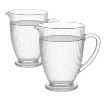 Jogo Com 2 Jarra Elegante de Suco Vidro Canelado 1,2 Litros Com Alça