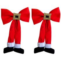 Jogo com 2 Laços Decorativos Natalinos Cinto Pernas Noel 48x30cm