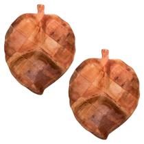 Jogo com 2 Petisqueiras Folha 3 Divisões Bambu 33x15cm