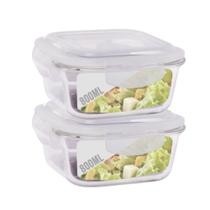 Jogo com 2 Pote Vidro Hermético Marmita Tampa 4 Travas 800ml