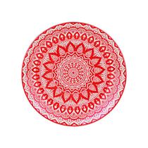 JOGO COM 2 PRATOS P/SOBREMESA DE CERAMICA MANDALA VERMELHO E BRANCO 19cm