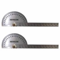 Jogo com 2 Transferidores Grau 0-180 Régua Aço Inoxidável