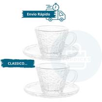Jogo com 2 Xícara para Chá Com Pires De Cristal 180 ml Xícaras Para Café e Chá