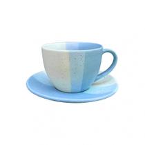 Jogo com 2 Xícaras de Cerâmica com Pires, 250ml - Coleção Tons Pastéis