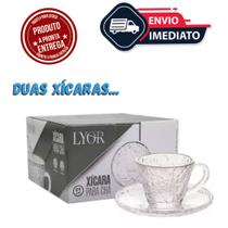 Jogo com 2 Xícaras de Chá em Cristal com Pires 180ml Elegância e Sofisticação para Café e Chá!