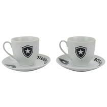 Jogo com 2 xícaras de porcelana 180ml - botafogo