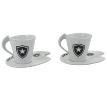 Jogo com 2 xícaras de porcelana 90ml - botafogo