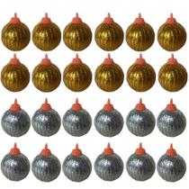 Jogo Com 24 Bolas Natalinas Ø 4cm Prata e Dourado