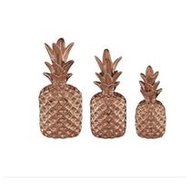 Jogo Com 3 Abacaxis Em Ceramica Na Cor Cobre Mart 6278