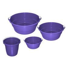 Jogo Com 3 Bacias 1 Balde Kit completo Plástico Reforçado - ROXO