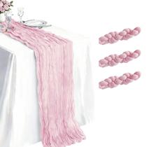 Jogo com 3 Caminhos de Mesa MIYOHS Rosa Claro 55x300 cm Boho