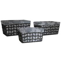 Jogo Com 3 Cestas Artesanais Em Fibra Natural Com Forro