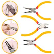 Jogo Com 3 Mini Alicates P/ Artesanato Eletrônica e Bijuteria Relojoaria Artesanato Multiuso BOM3703 Jogo Com 3 Mini Alicates P/ Artesanato Eletrônica e Bijuteria Relojoaria Artesanato Multiuso BOM3703