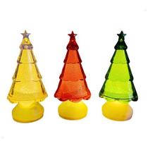 Jogo com 3 Mini Árvores de Natal com Luz Led Para Bancada Acrílico 11cm