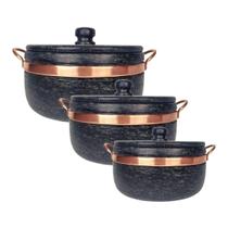 Jogo Com 3 Panelas De Pedra Sabão 800ml, 1,5L e 3L