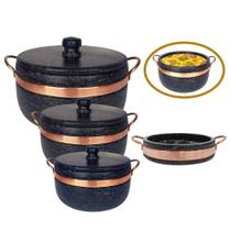 Jogo com 3 Panelas de Pedra Sabão + Frigideira 18cm