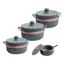 Jogo Com 3 Panelas De Pedra Sabão +