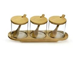 Jogo com 3 porta condimentos em bamboo 3 - casambiente Jogo com 3 porta condimentos em bamboo 3 - casambiente