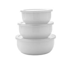 Jogo com 3 Potes Esmaltados com Tampa Mimo Style EPJ3