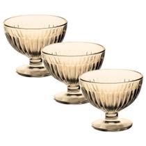 Jogo Com 3 Taças Sobremesa De Vidro De 260ml Para Sorvete Clear - Rio de Ouro