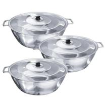 Jogo com 3 Tachos em Alumínio Polido Grosso 32, 35 e 40CM Jogo com 3 Tachos em Alumínio Polido Grosso 32, 35 e 40CM