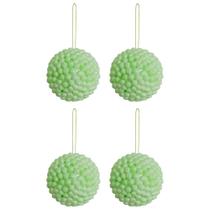 Jogo com 4 Bolas de Natal 10cm Verde Água com Bolinhas de Isopor Jogo com 4 Bolas de Natal 10cm Verde Água com Bolinhas de Isopor